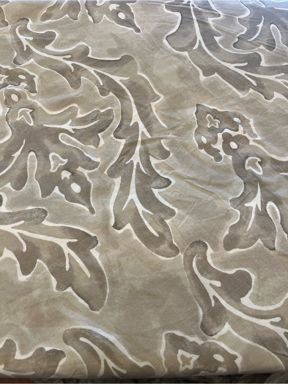 Restoration Hardware Taupe and White Scroll Damask Duvet Cover